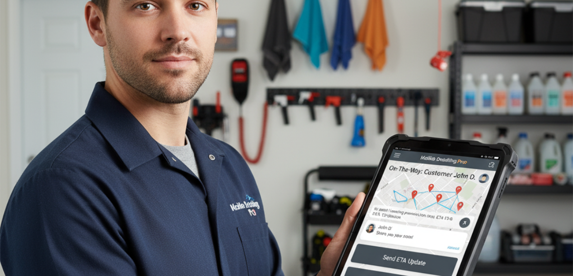 mobile auto detailers scheduling system improving communication with customers during service day.