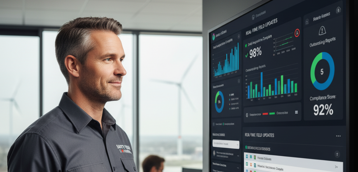 Field service safety compliance data viewed in real time.