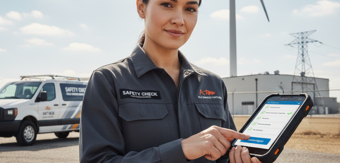 Using digital safety checklists to improve field service documentation.