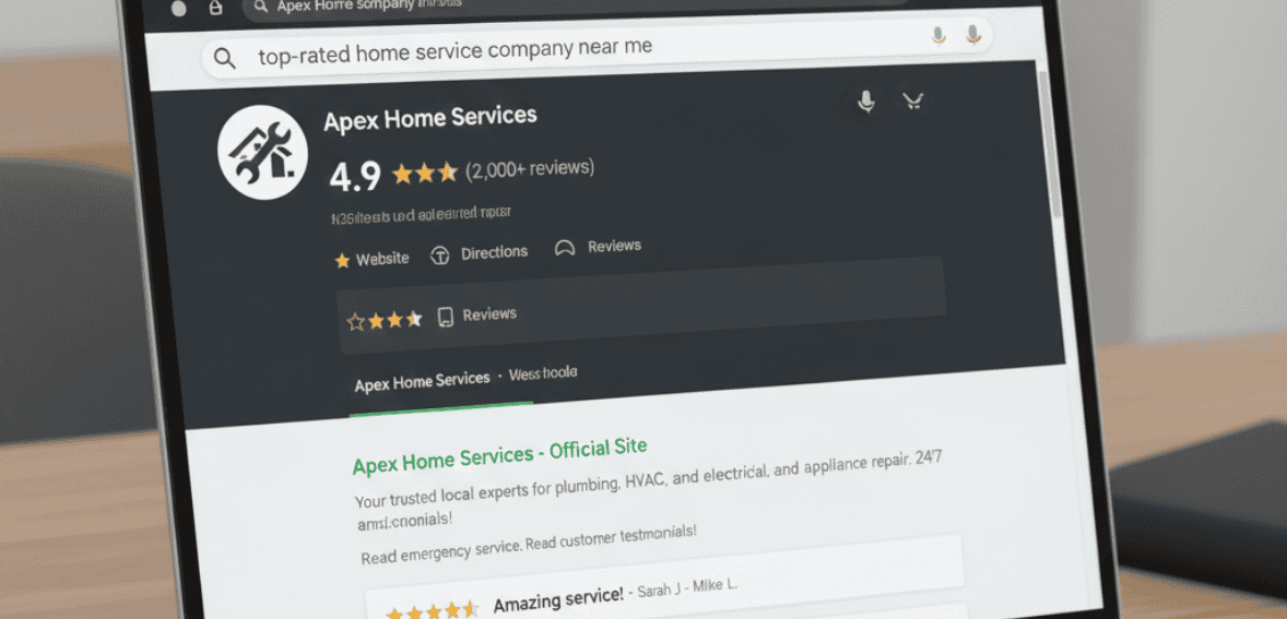 Strong online presence and reviews improving local visibility for field and home service growth