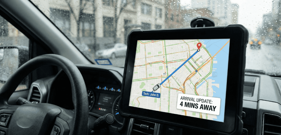 Field service KPIs supporting on-time arrival and scheduling efficiency