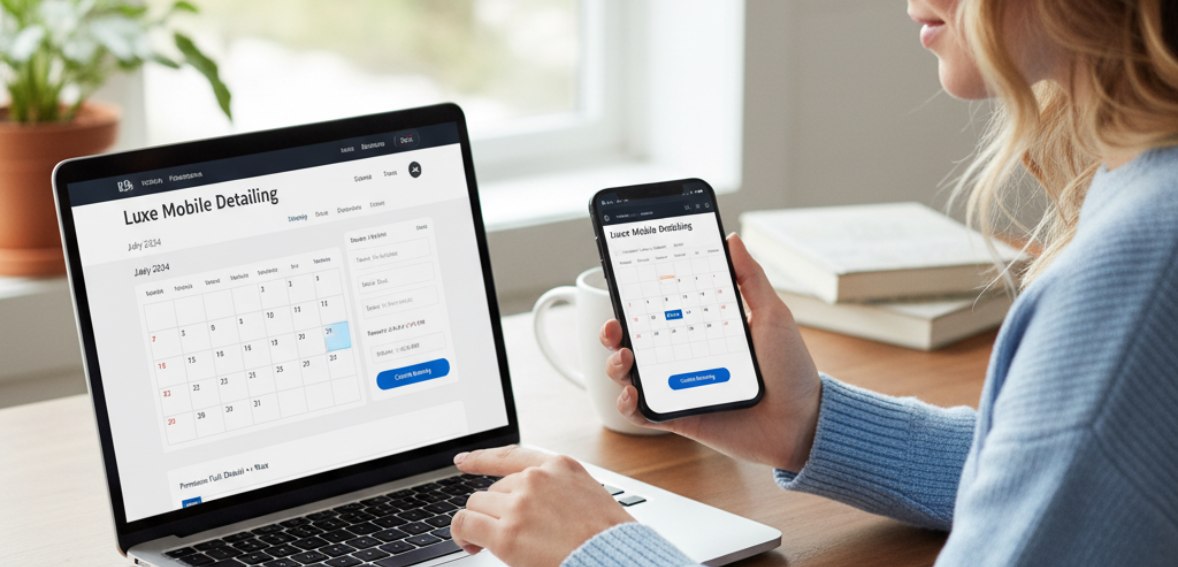 online mobile auto detailing scheduling system allowing customers to book time and slots easily.