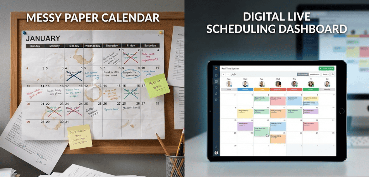 field service scheduling errors from static calendars