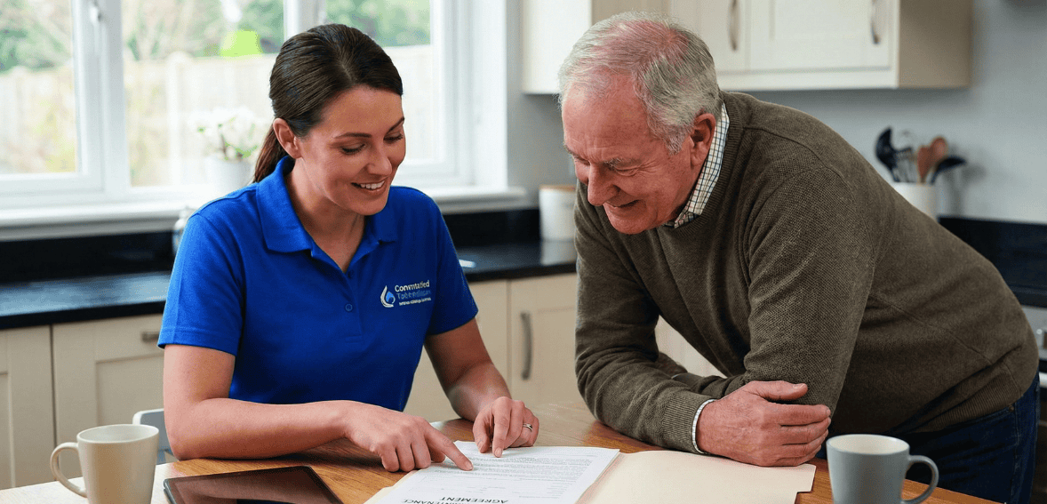 maintenance contracts field service discussion between technician and homeowner