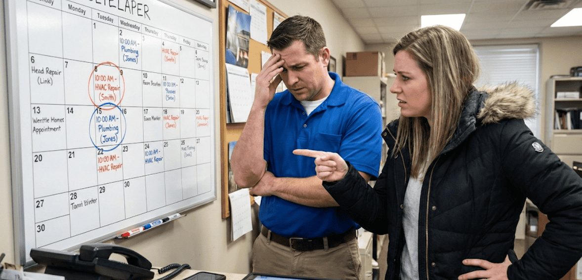 double-booking technicians scheduling mistakes