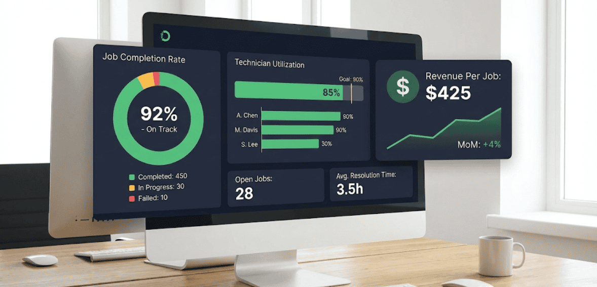 service business KPIs tracked through field service analytics software