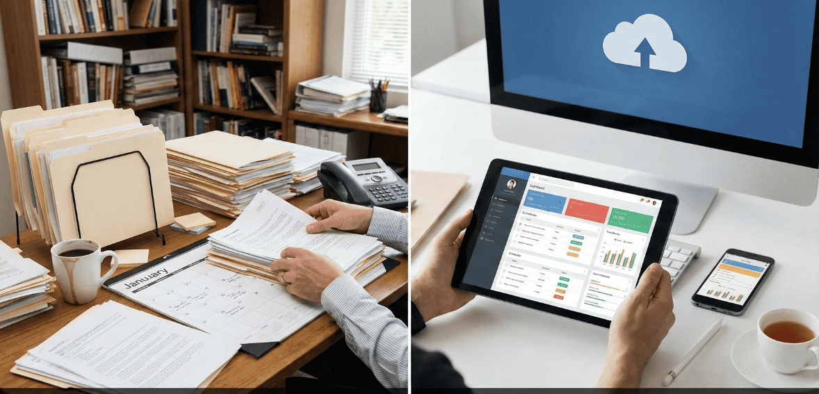 New plumbing company transitioning from paper to plumbing business software for better efficiency
