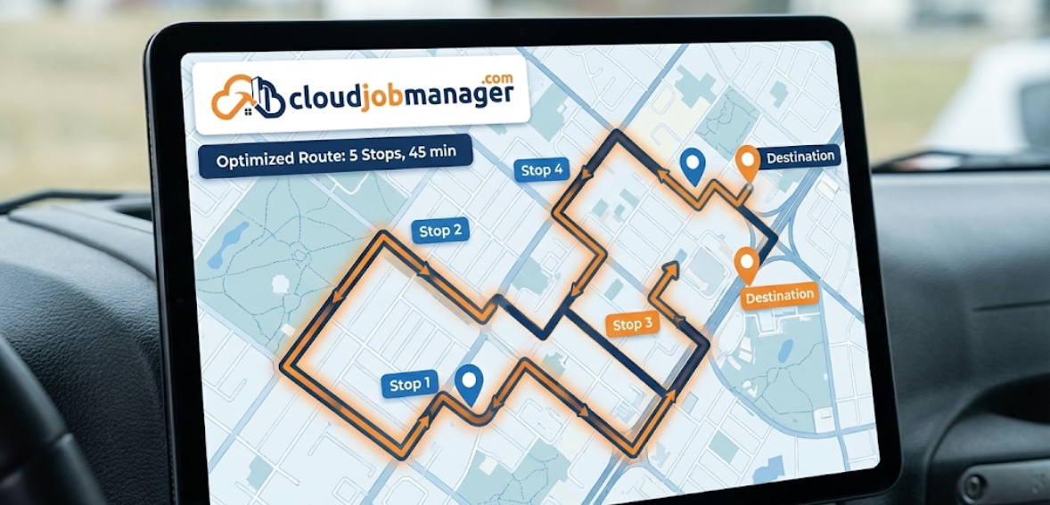 Route optimization map showing efficient multi-stop cleaning service routing.