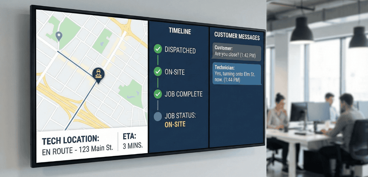 real-time field service updates two-way messaging technician ETA tracking tools