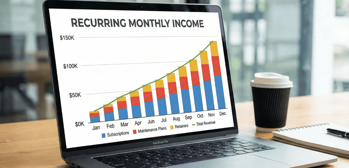 recurring revenue model chart showing stable maintenance contract income
