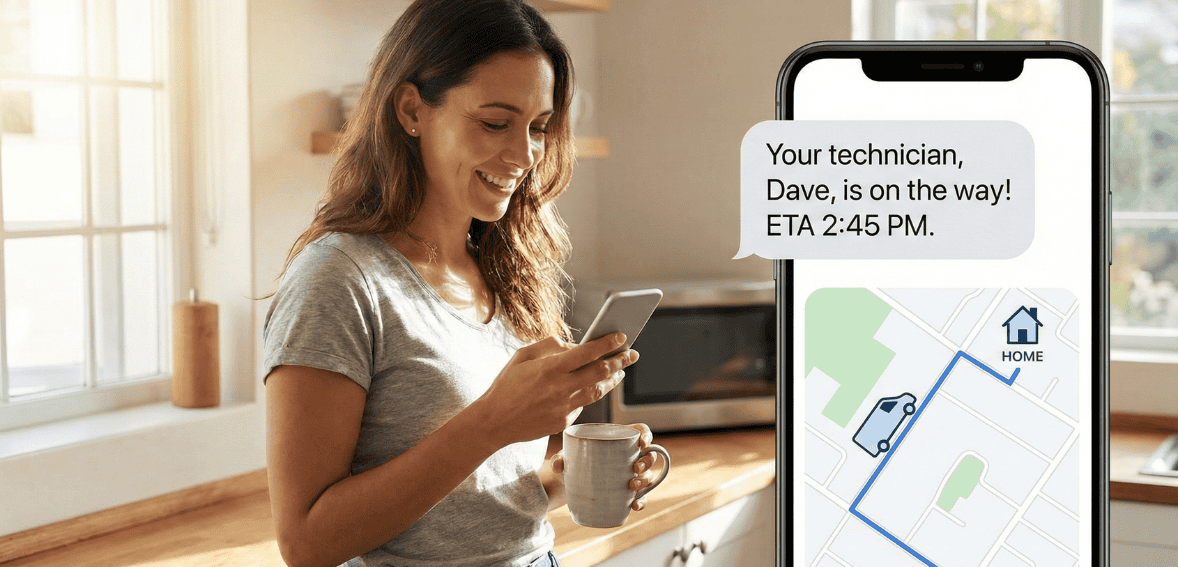 customer communication field service notifications technician arrival updates
