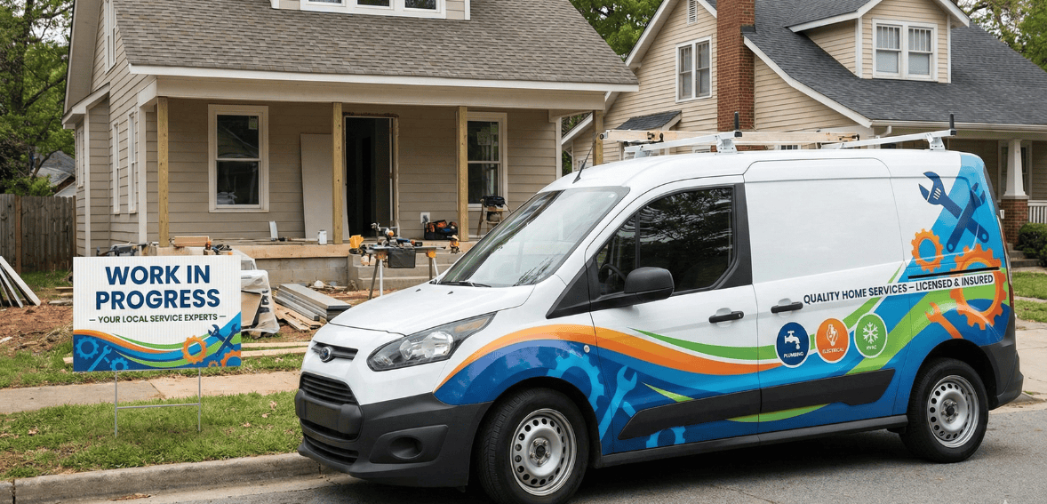 offline marketing field service truck wrap community visibility local brand awareness