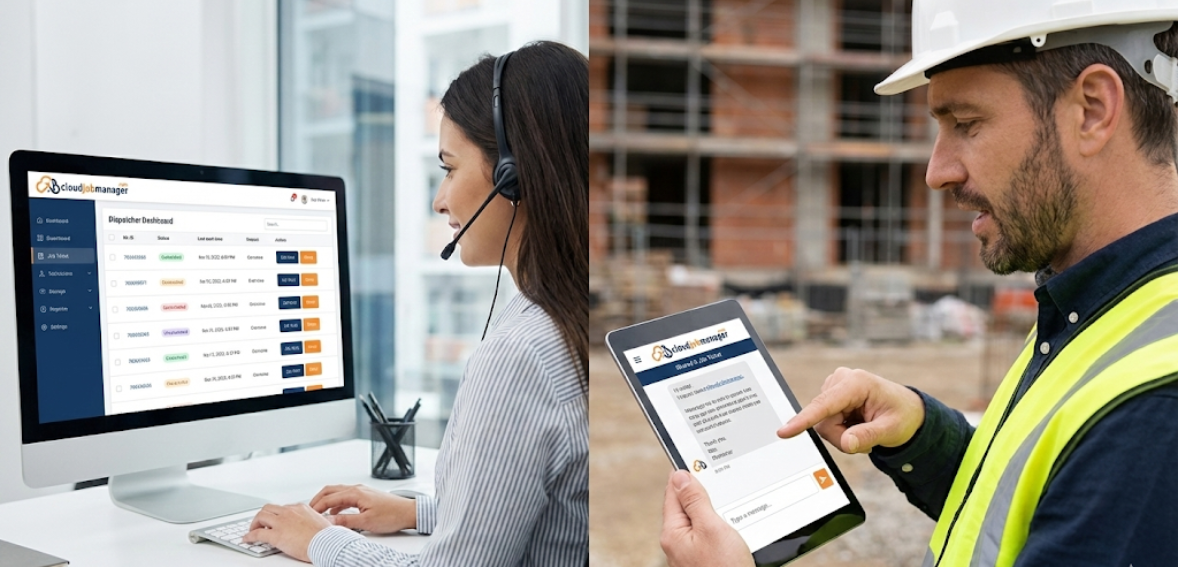 technician office communication using field team app