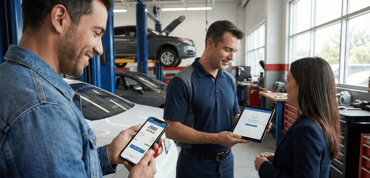 Plumber using digital invoicing and online payments to improve plumbing business cash flow