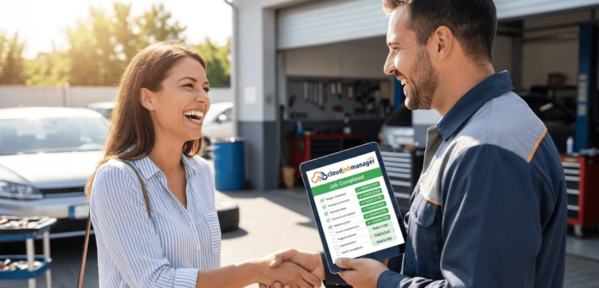 professional customer experience with mobile mechanic job tracking
