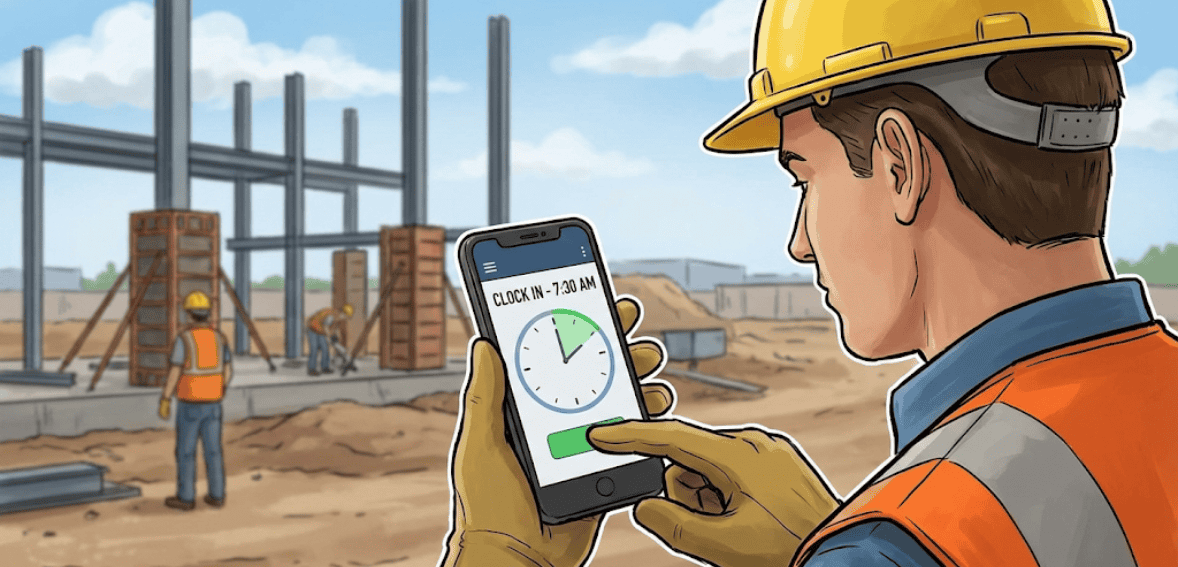 Time tracking with mobile apps for contractors on construction sites