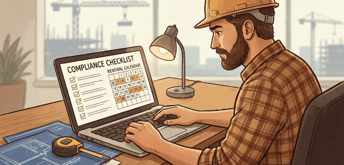 Ongoing contractor compliance for licensing and permits