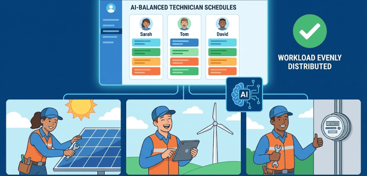 AI scheduling preventing technician burnout in field service