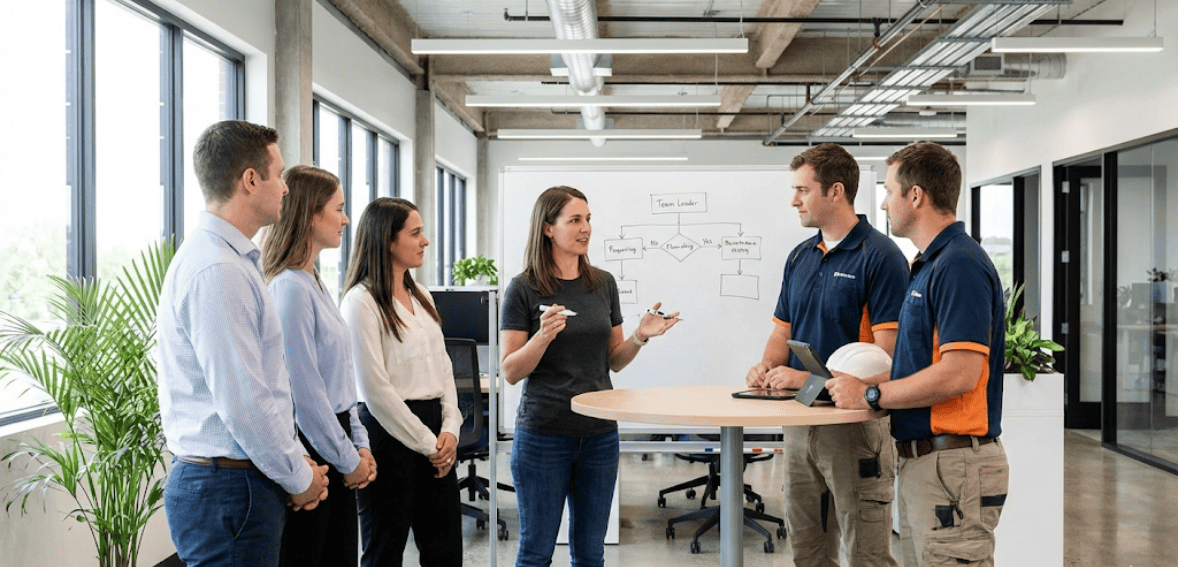 Leadership aligning communication between field and office teams