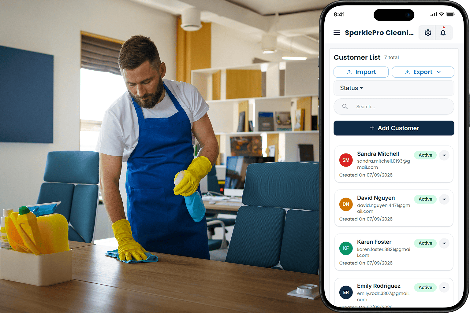 Cloud Job Manager cleaning services dashboard