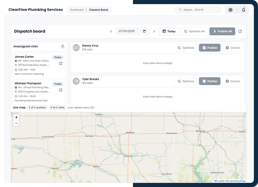 Cloud Job Manager mobile application interface