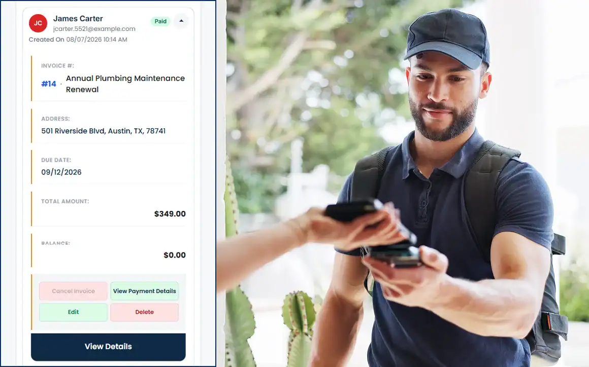 Invoice an HVAC customer and record payment