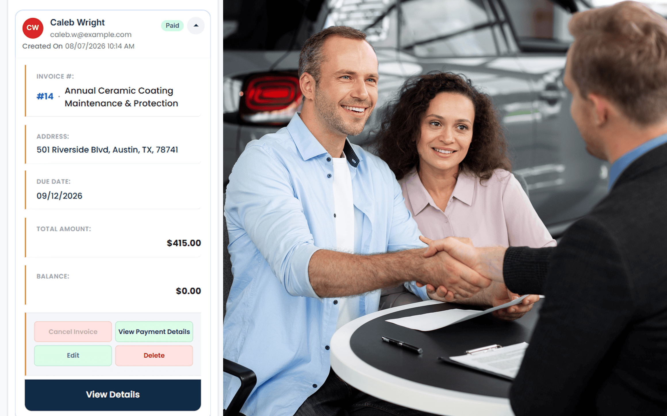 Invoice an HVAC customer and record payment