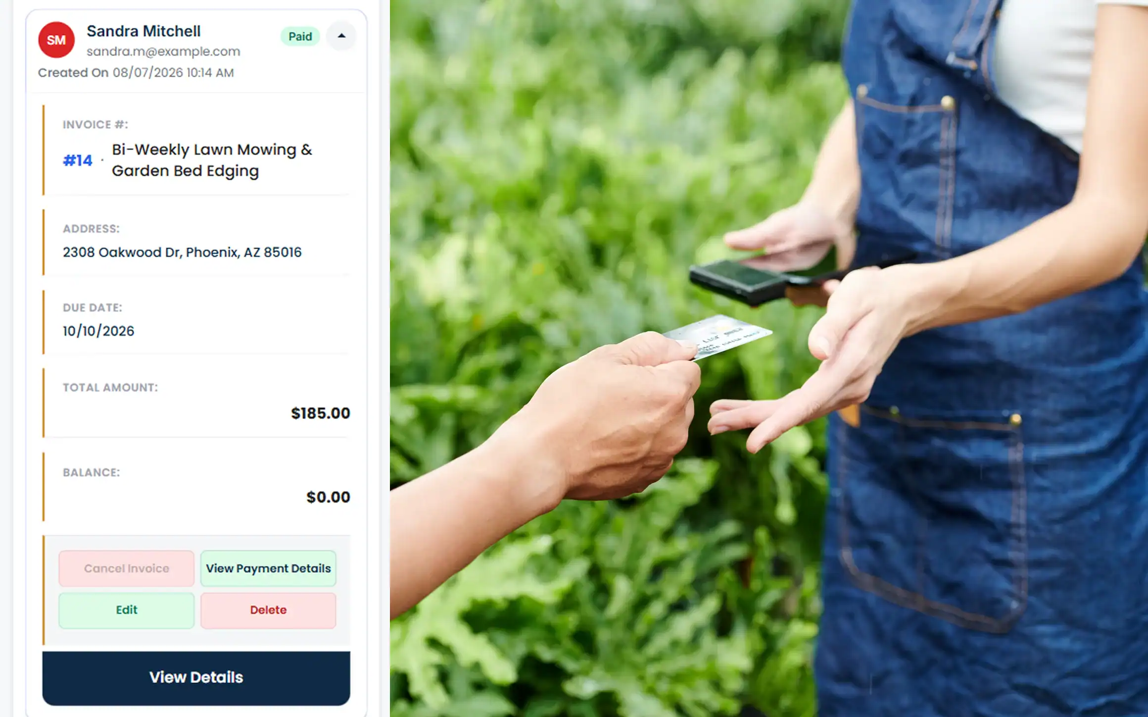 Invoice an HVAC customer and record payment