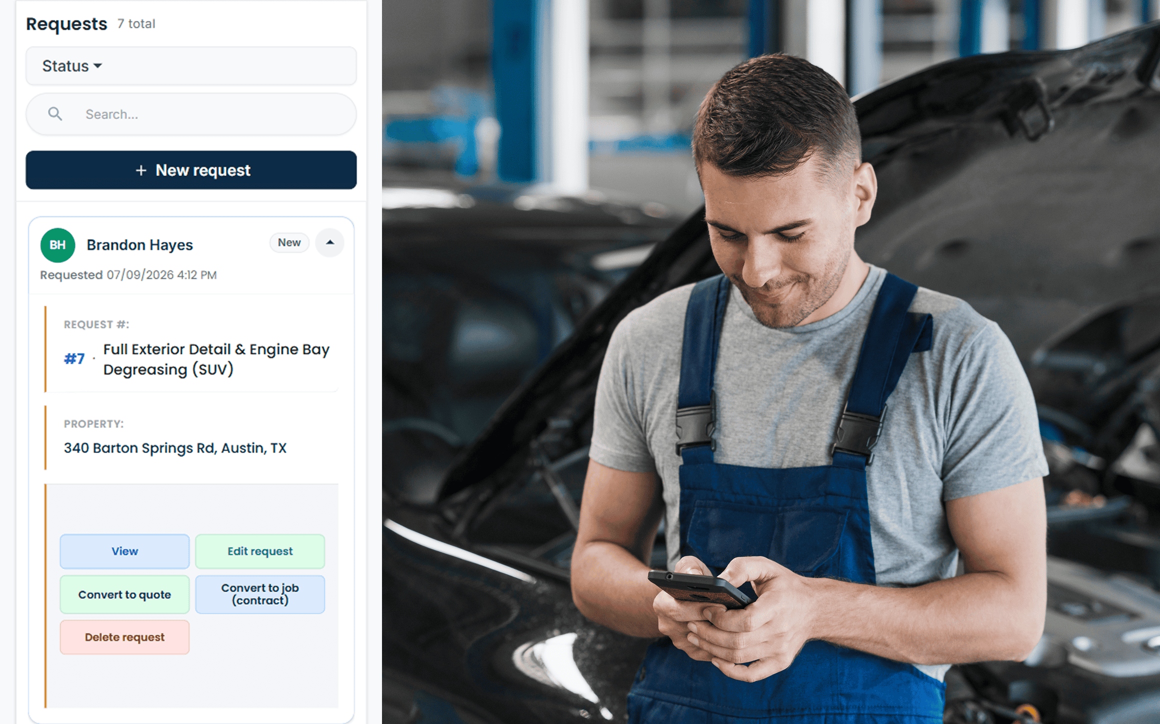 Receive an HVAC service request in Cloud Job Manager